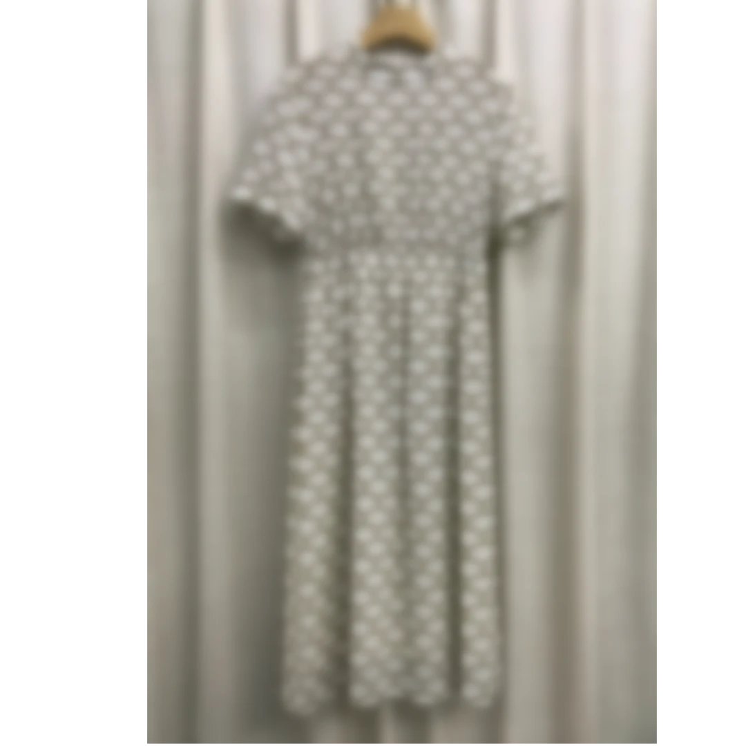 W慕溢-054白色印花短袖连衣裙