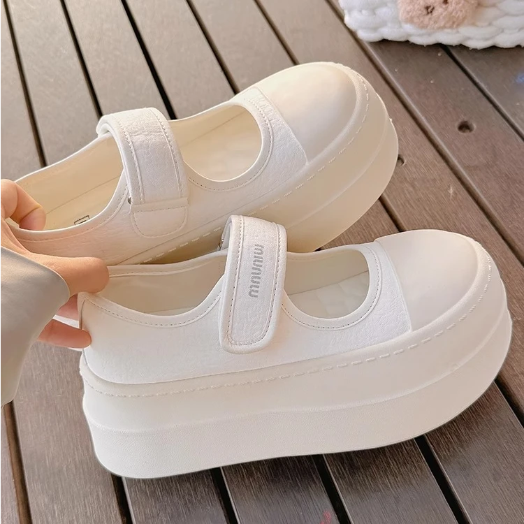 厚底增高玛丽珍女鞋夏季小白鞋女透气配裙子的鞋子大头凉鞋运动鞋