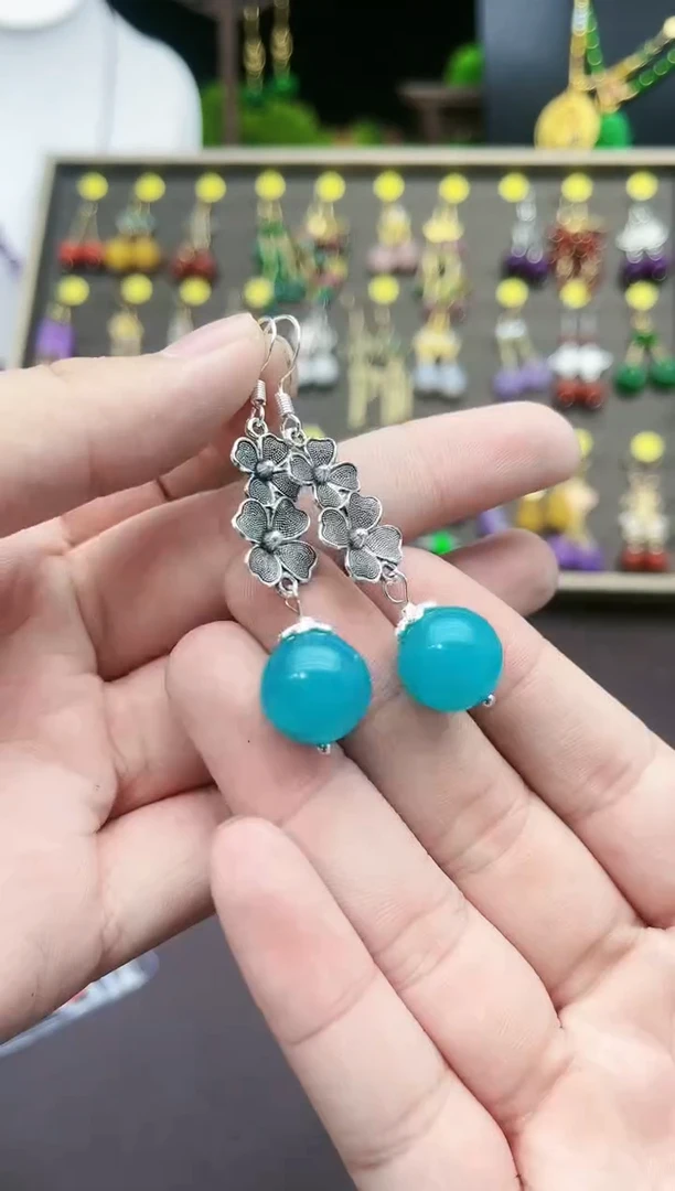 【闪购商品】玛瑙/玉髓耳钉银S925镶嵌111000