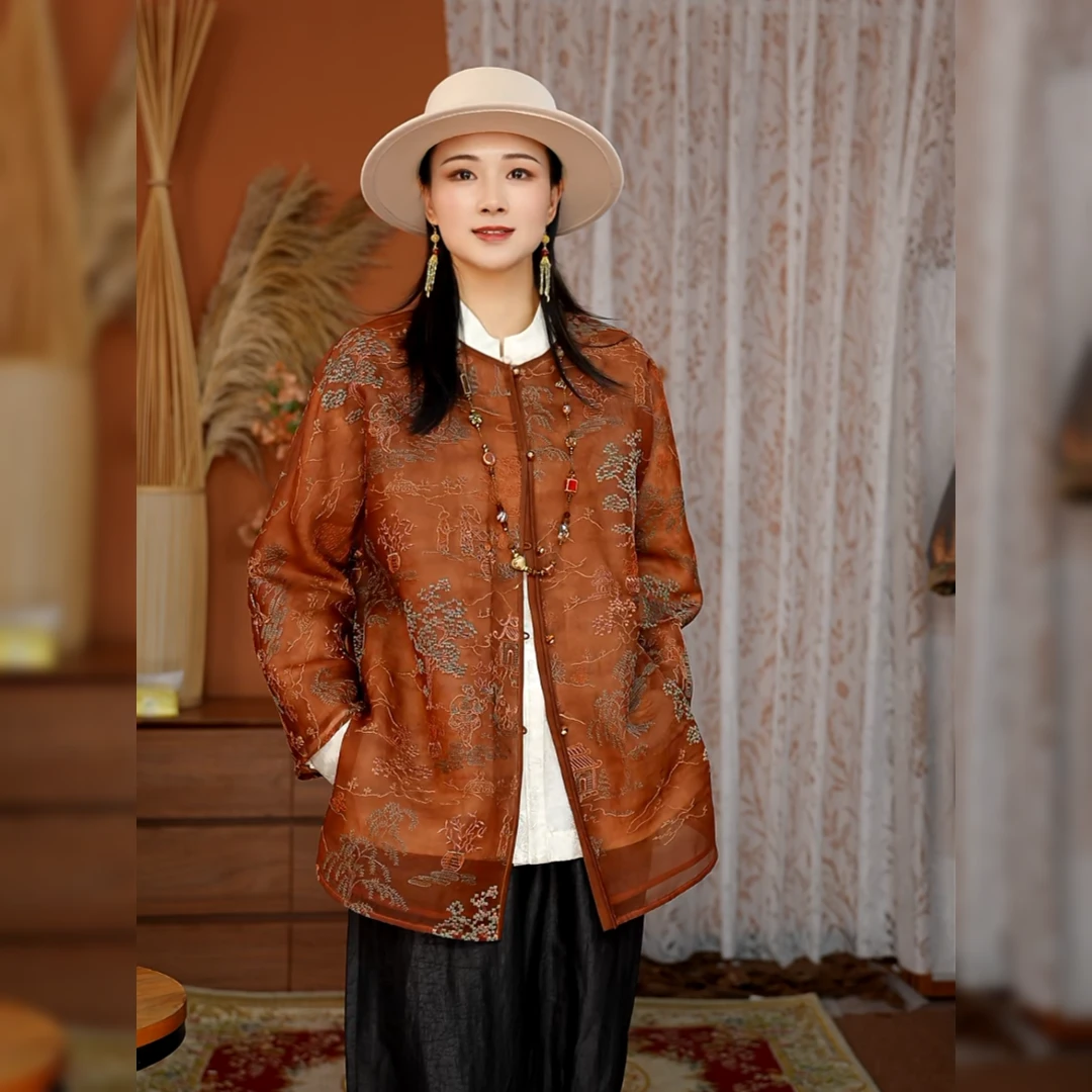 【新品 ·】薄款 古典美 100%桑蚕丝 春夏秋外套