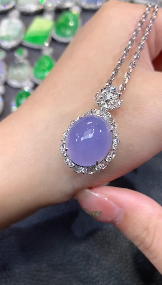 套链18K金镶嵌翡翠C103 紫货有一定色差