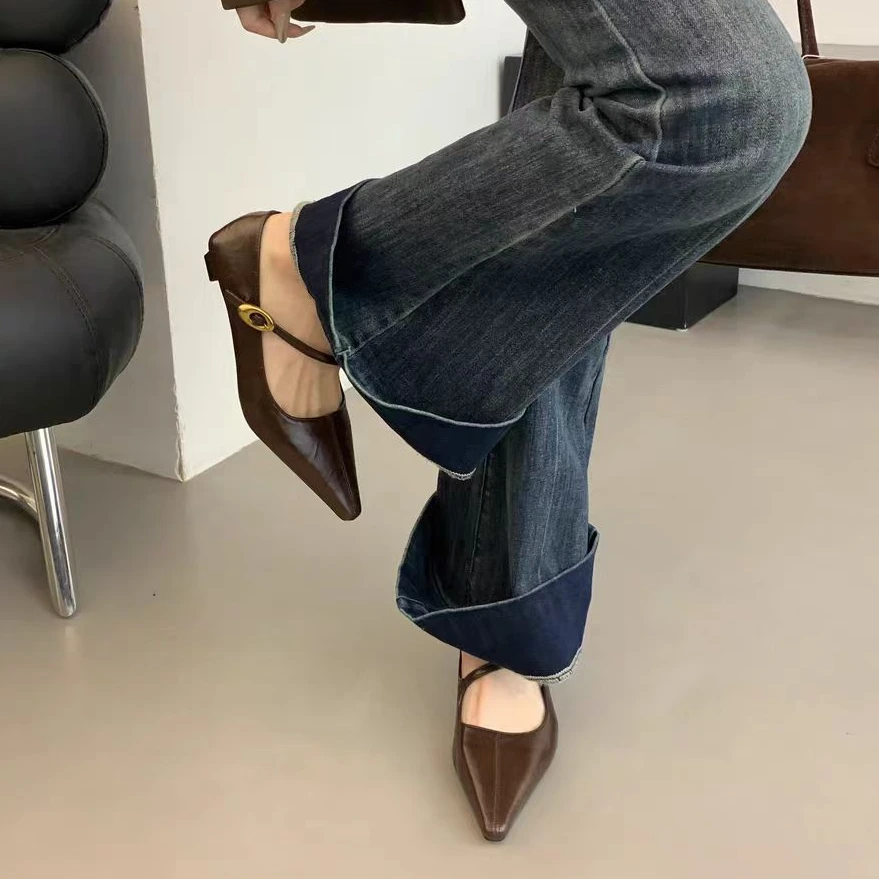 6659-2   新款法式浅口低跟尖头百搭单鞋