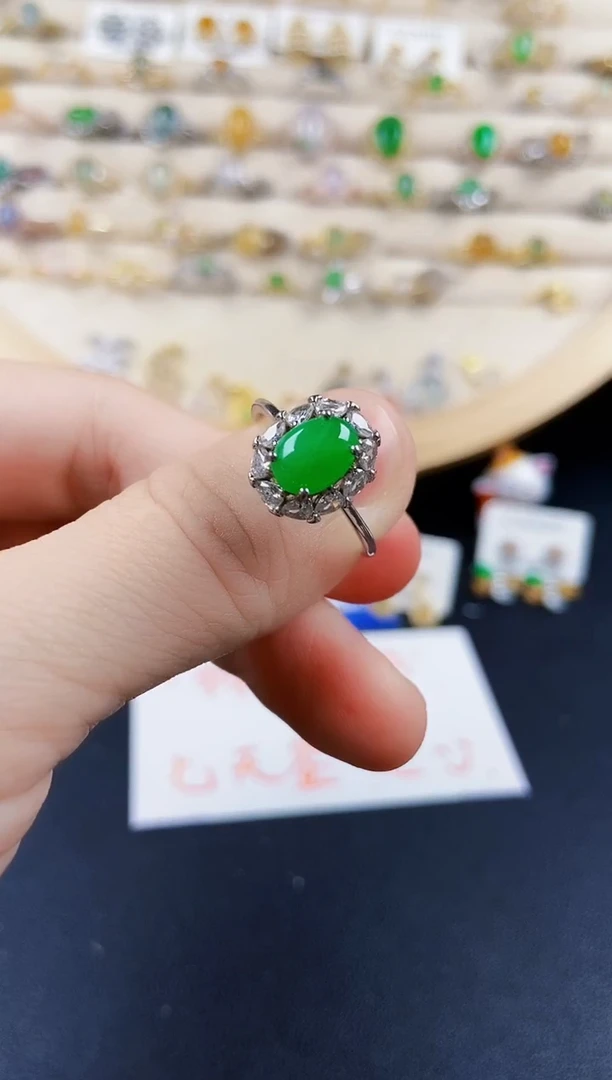 翡翠戒指银S925镶嵌468798