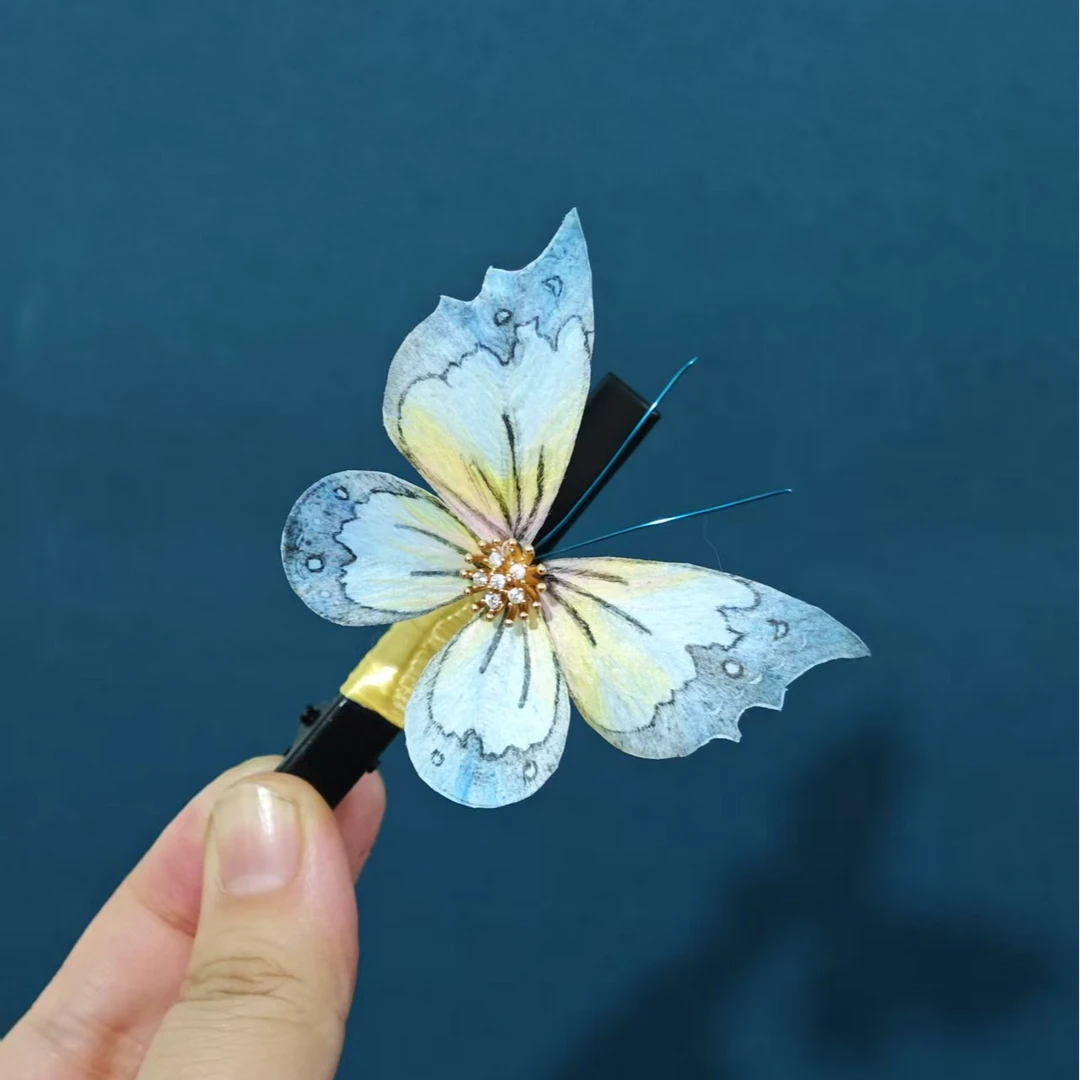 蝶舞晴空  非遗绒花印章蝴蝶  主体任选