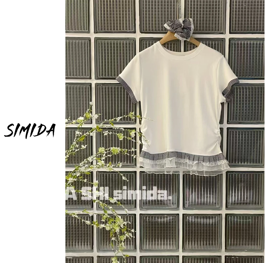 SIMIDA诗觅 韩系网纱格子拼接T【配格子发圈】