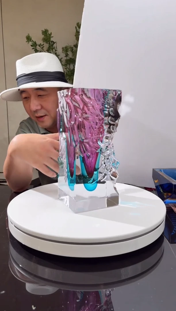 摆件璨石美学金红宝石蓝时间的边缘艺术花瓶
