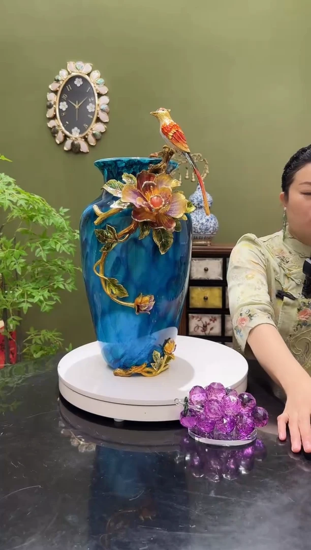 琉璃珐琅彩 大号花瓶 ，喜上眉梢