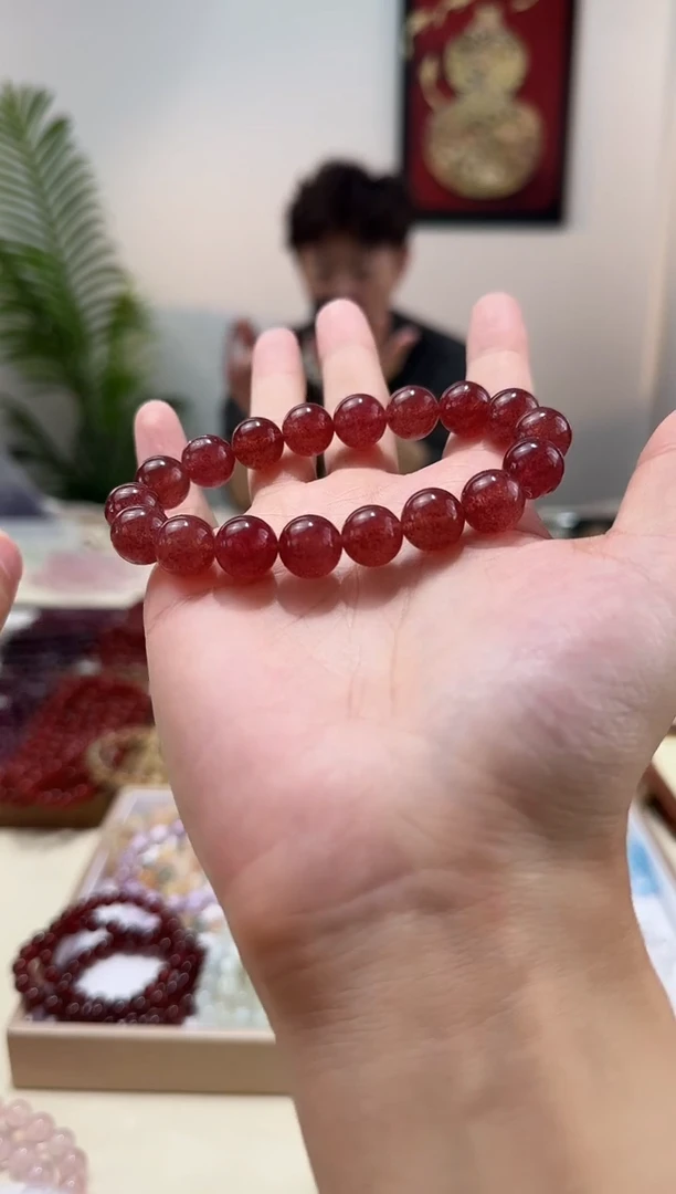 未镶嵌手串石英质玉咧****鱼天然草莓晶11+【多样性发一】