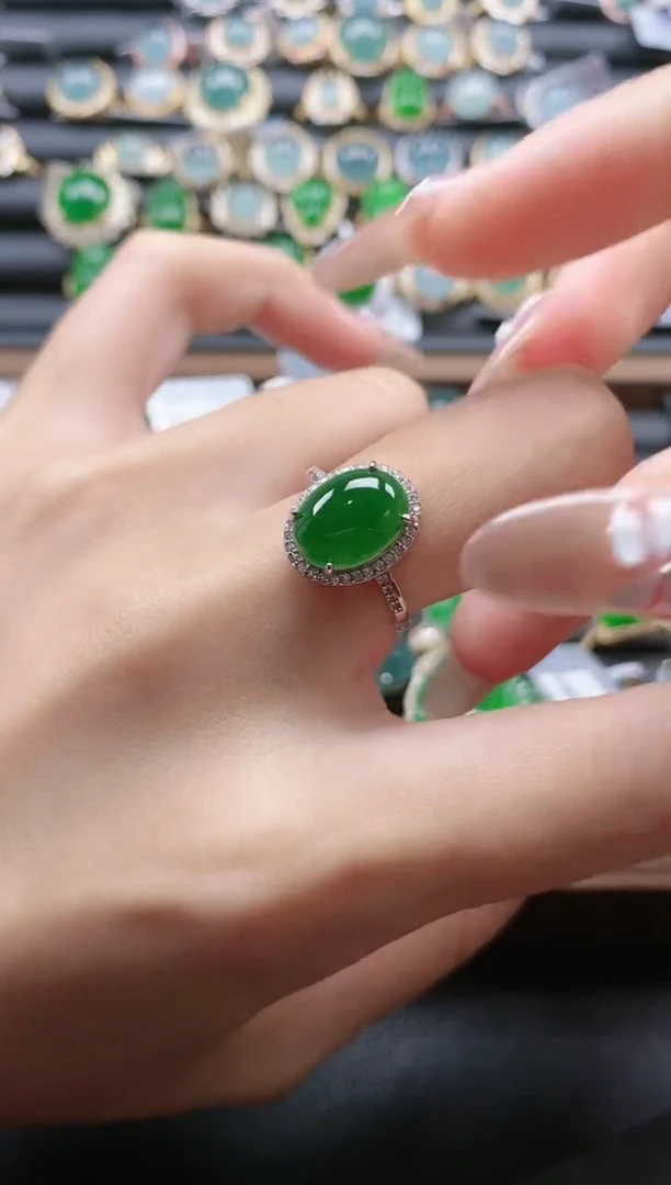 【闪购商品】翡翠戒指银S925镶嵌51511