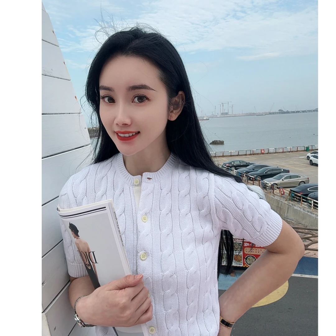 小马绣纯棉针织短袖开衫 夕夕4