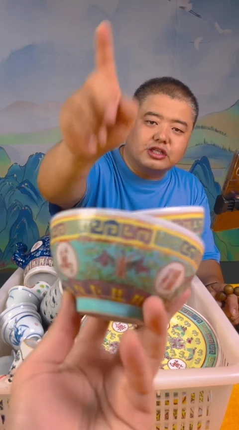 摆件景德镇陶瓷青花摆件10一对碗