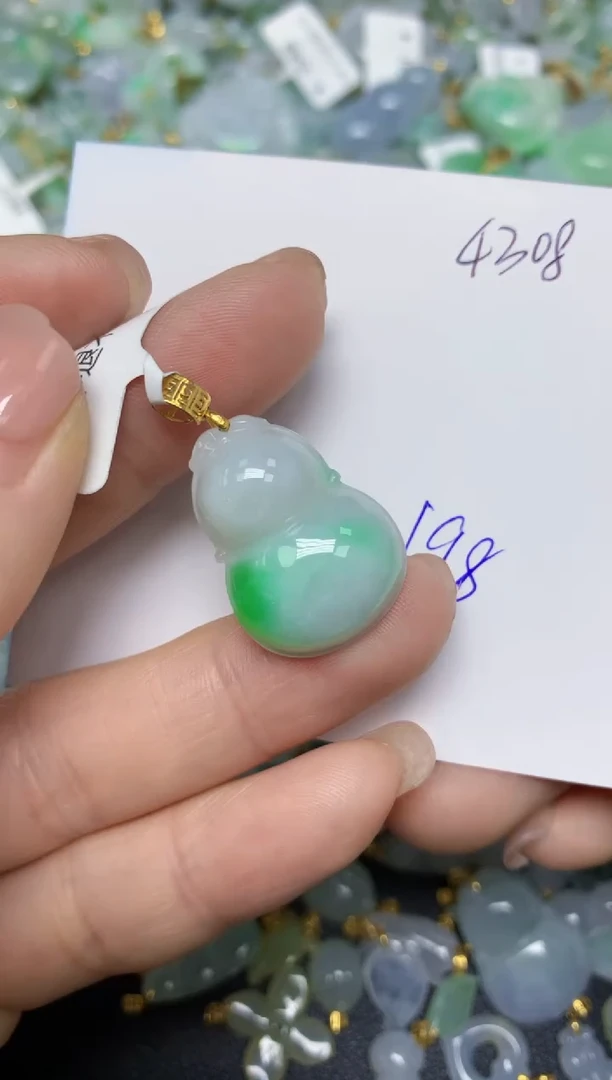 【闪购商品】翡翠挂件18K金镶嵌 天然翡翠A货