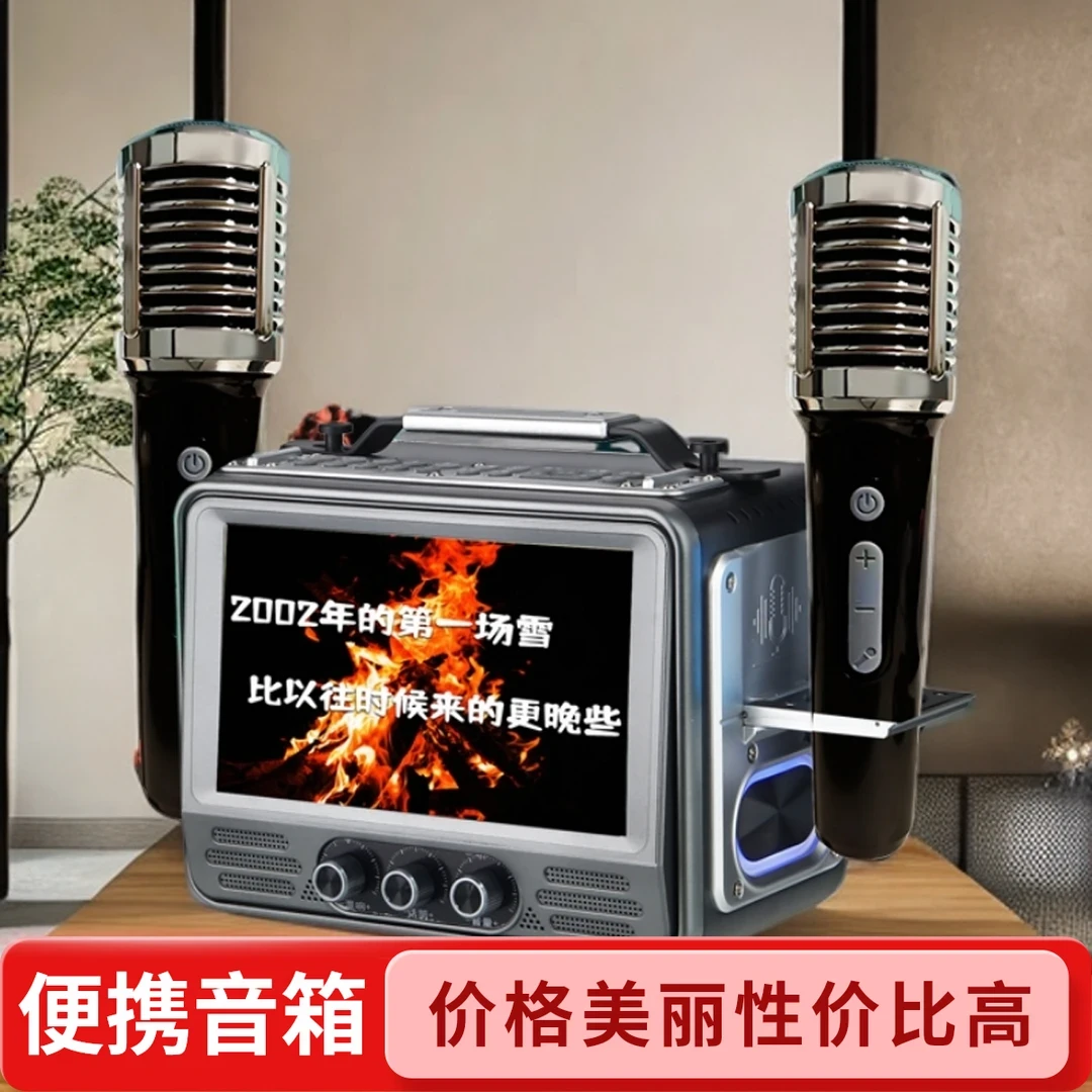 夏新蓝牙高清屏音响带收音户外带显示屏广场舞家用ktv话筒一体机2