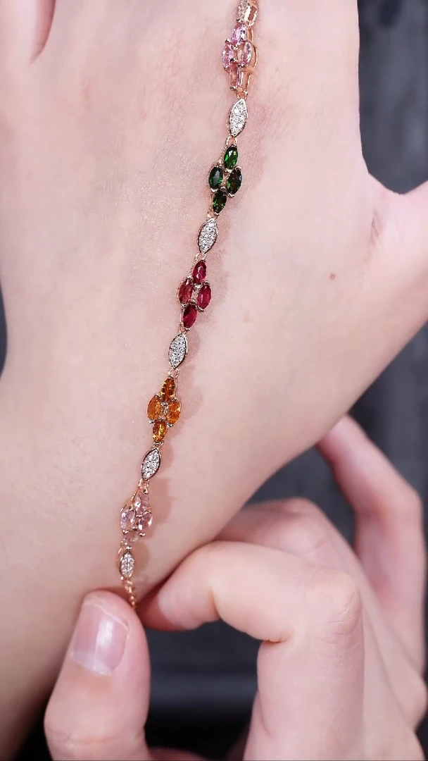 【闪购商品】碧玺手链银S925镶嵌手链