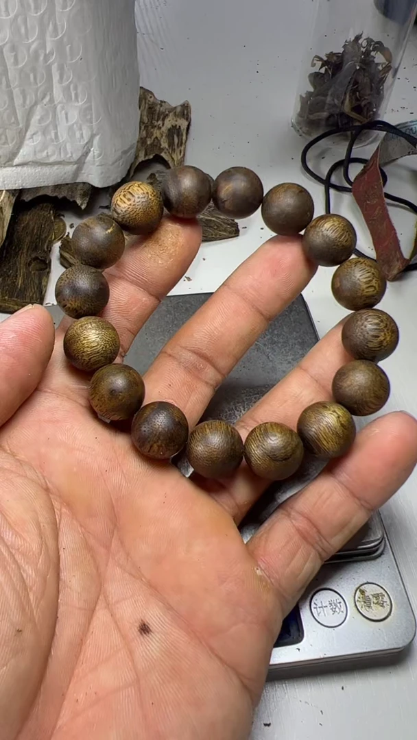 沉香手串高品手工1.4圆珠单圈18克