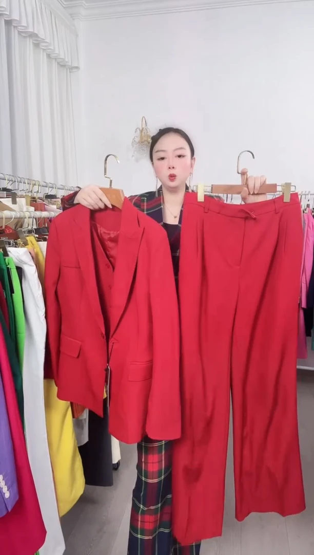 XL码直筒裤三件套