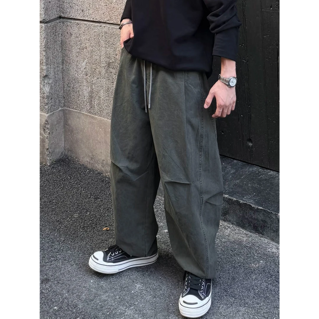 sawp万能穿搭秋季宽松直筒港风百搭工装质感秋季男士纯色商务长裤