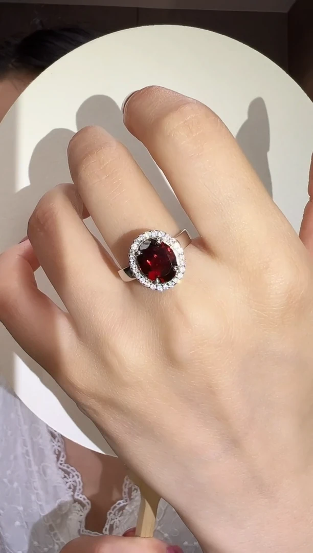 银S925镶嵌戒指石榴石1  【主石5ct】
