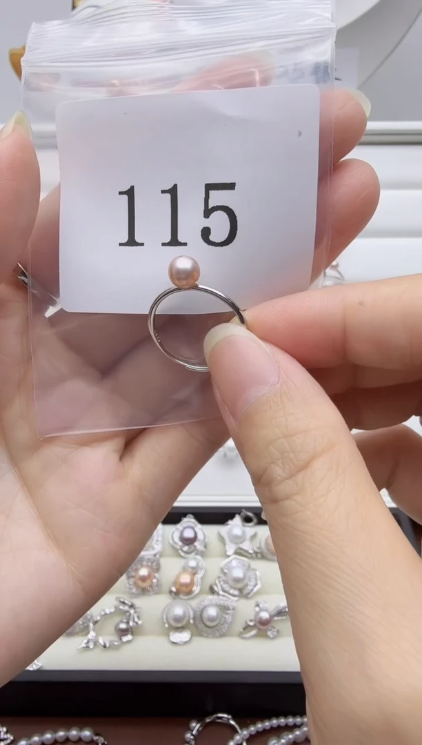 银S925镶嵌戒指淡水珍珠小*兽115