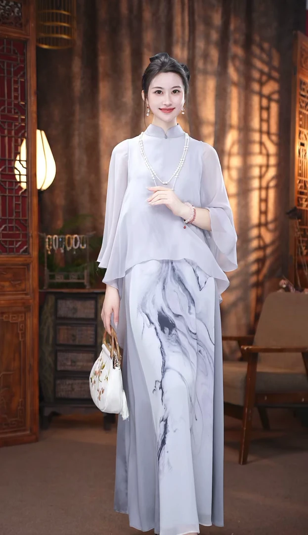 吉祥衣家【窗含西岭】新中式国风夏季定制女装连衣裙长款922234079