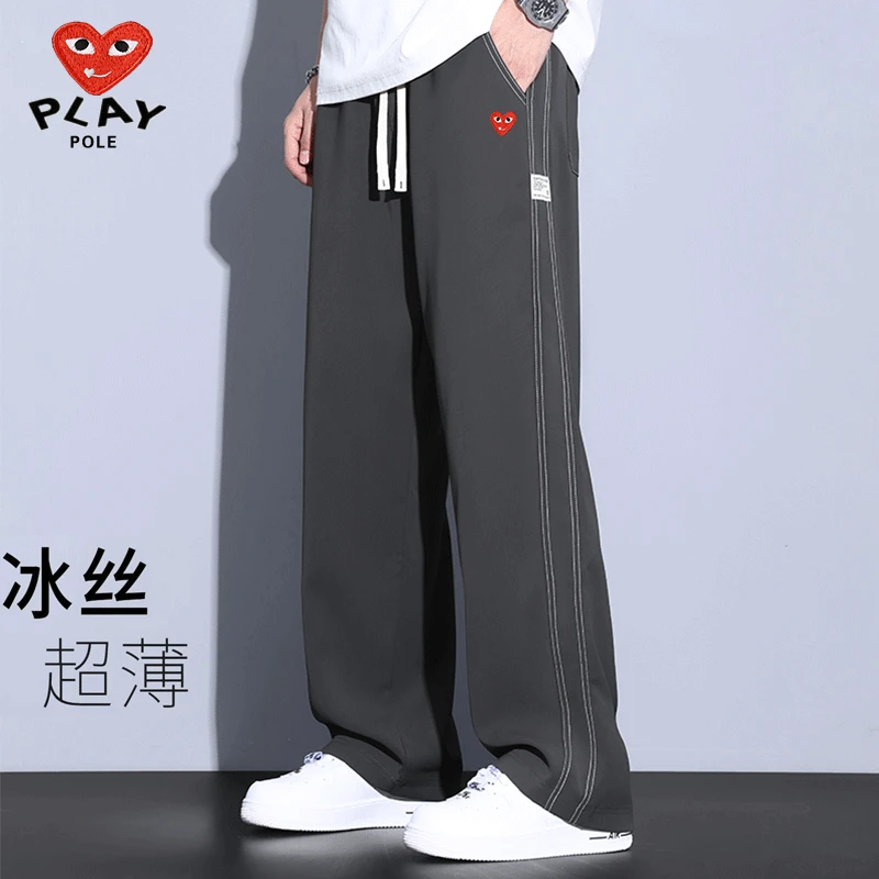 PLAY POLE川久联铭休闲裤薄款运动长裤夏季直筒裤垂感阔腿裤宽松