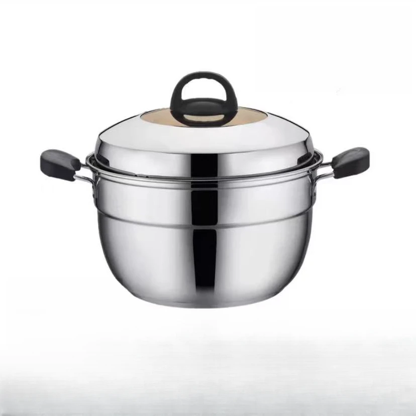 不锈钢单蓖蒸锅加厚家用不锈钢蒸锅蒸笼电磁炉煤气灶通用