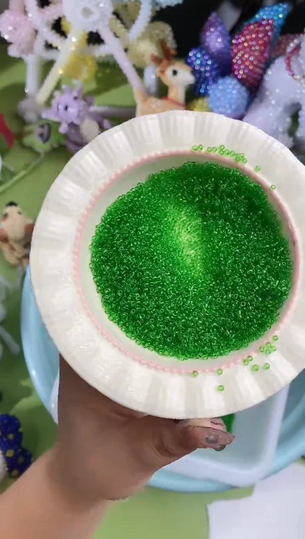 玻璃1194卡2米珠50克透色绿色