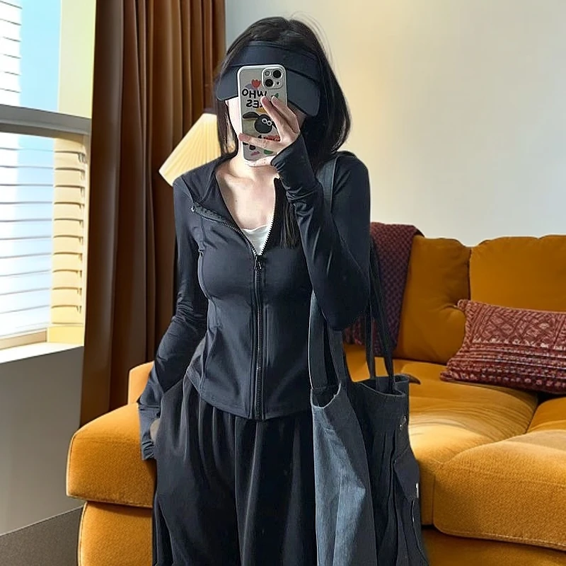 2025新款防晒骑车服显瘦防晒衣瑜伽服外套连帽冰丝修身防晒衣夏季