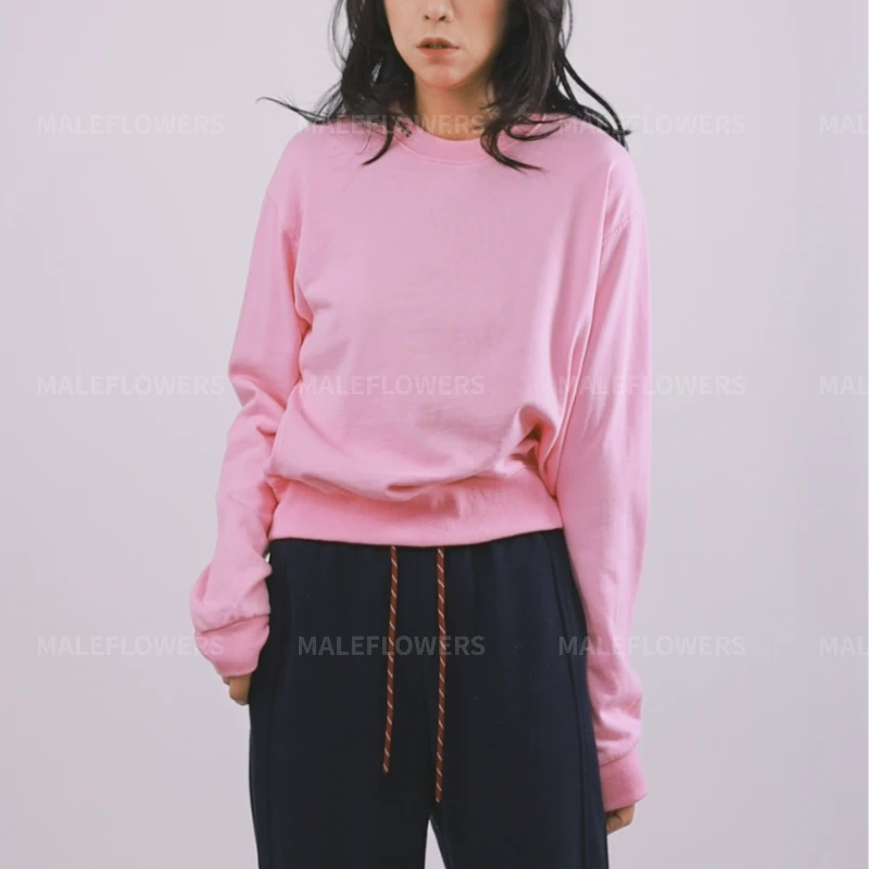 东倪原创刺绣爱心圆领长袖棉春款后v领卫衣时髦穿搭新款85A18169