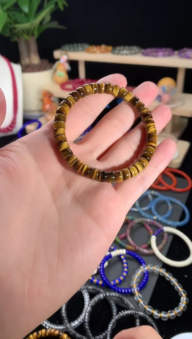 石英质玉手串未镶嵌黄虎眼直切手串7mm
