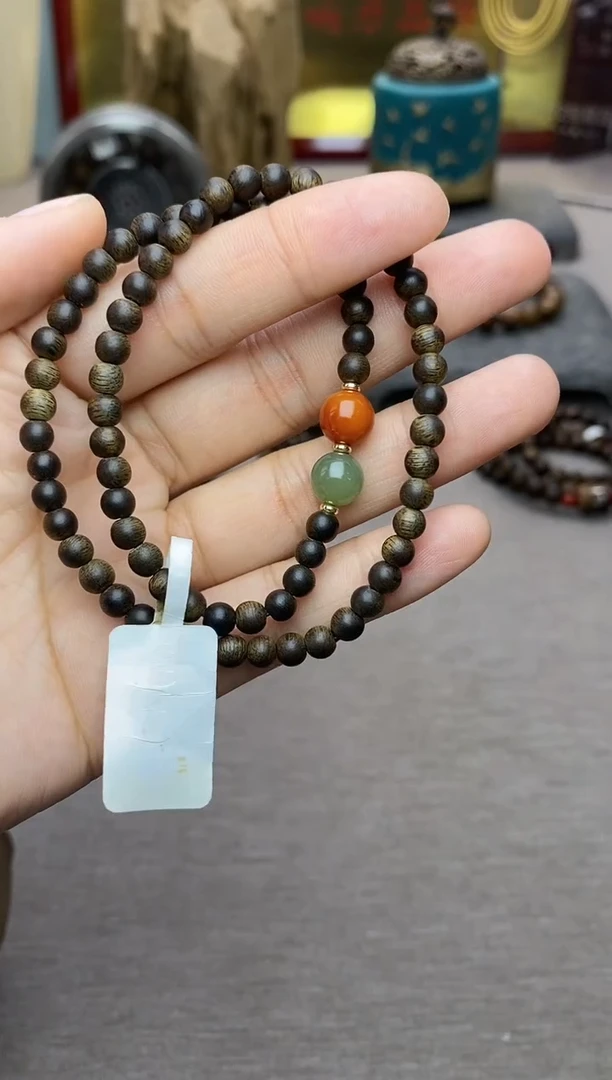 【闪购商品】沉香手串越南芽庄白棋0.4+配饰 沉水双圈款