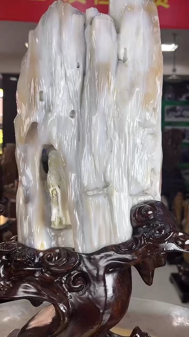 缅甸天然树化玉摆件