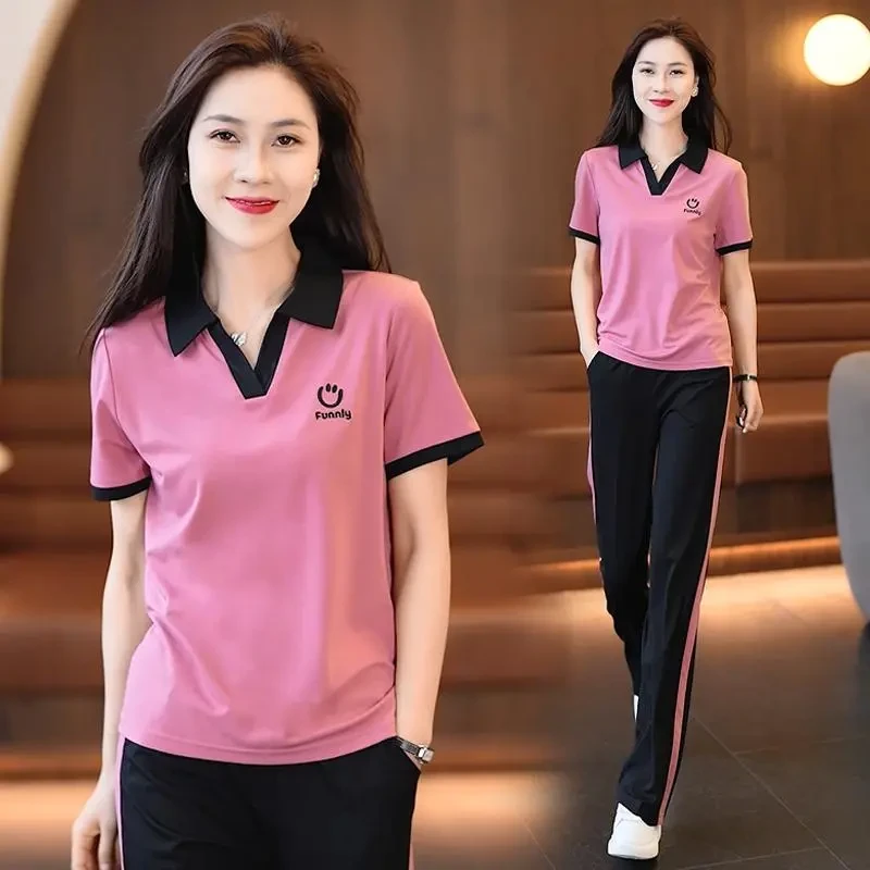 200斤微胖mm休闲套装女士大码显瘦遮肉洋气减龄妈妈运动服两件套