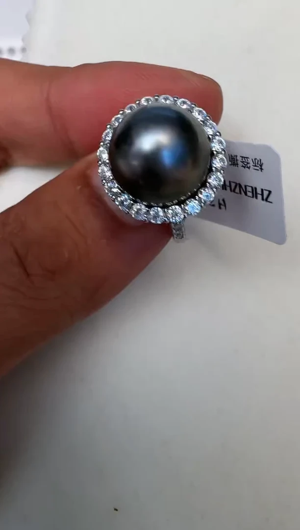 海水珍珠银S925镶嵌戒指戒指