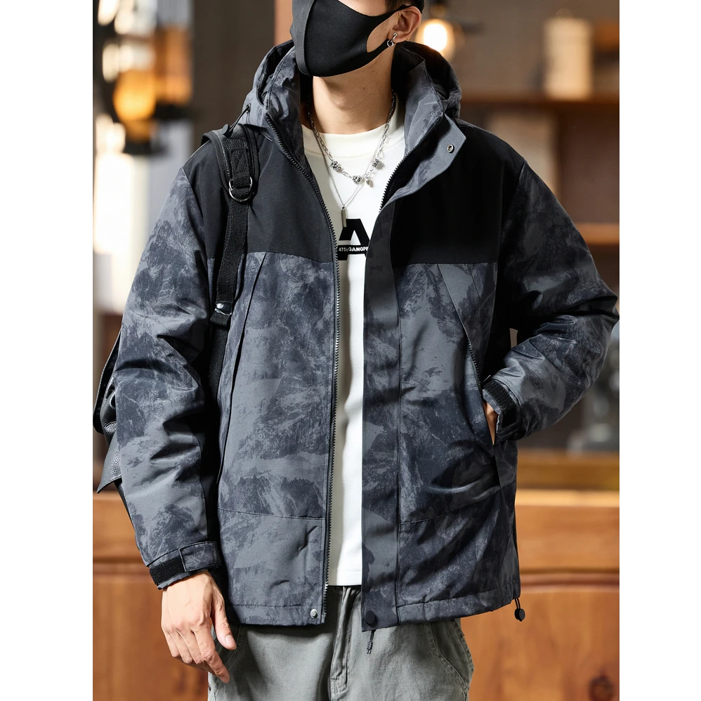 佩库普伦冬季工装冲锋外套羽绒服男户外山系休闲冷淡系夹克防水