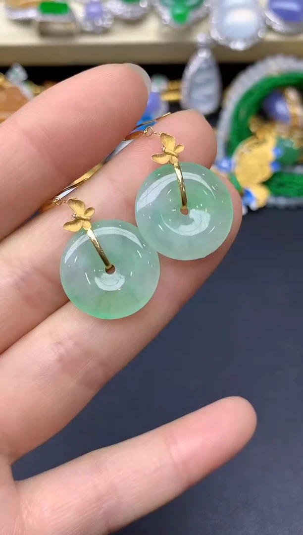 18K金镶嵌翡翠耳饰246-翡翠雪姐天天见