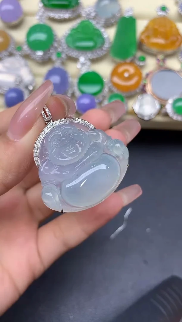 颈饰18K金镶嵌翡翠199-雪姐翡翠天天见