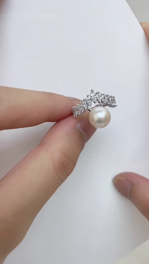 银S925镶嵌海水珍珠戒指
