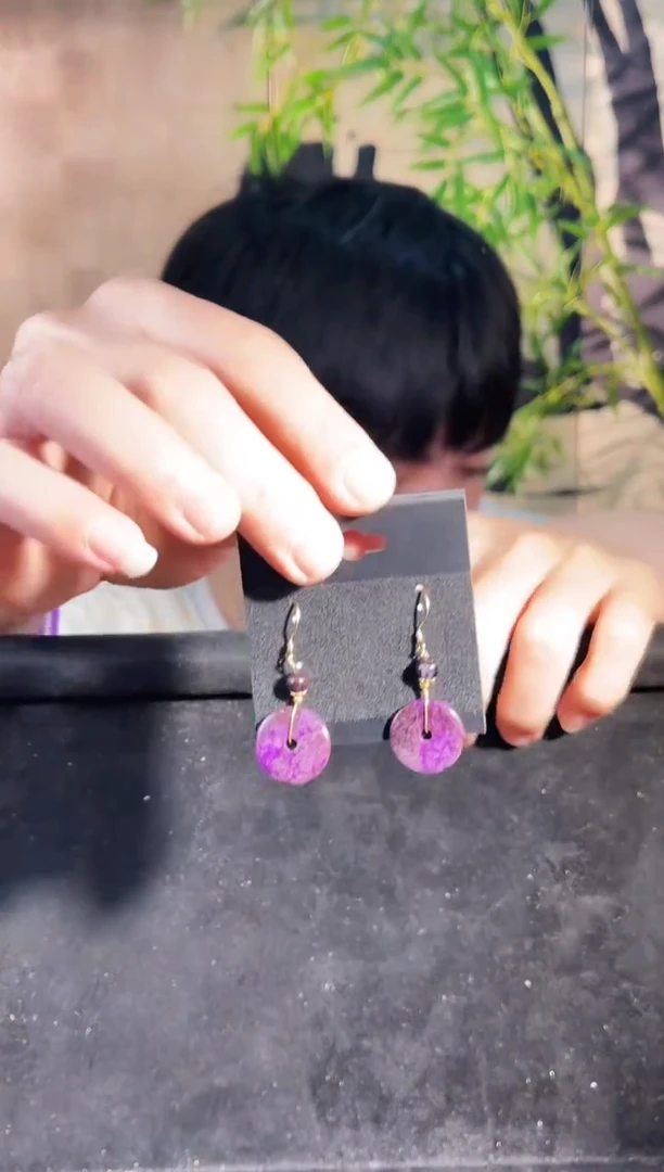 苏纪石（舒俱来）未镶嵌耳钩k金南非舒俱来老矿