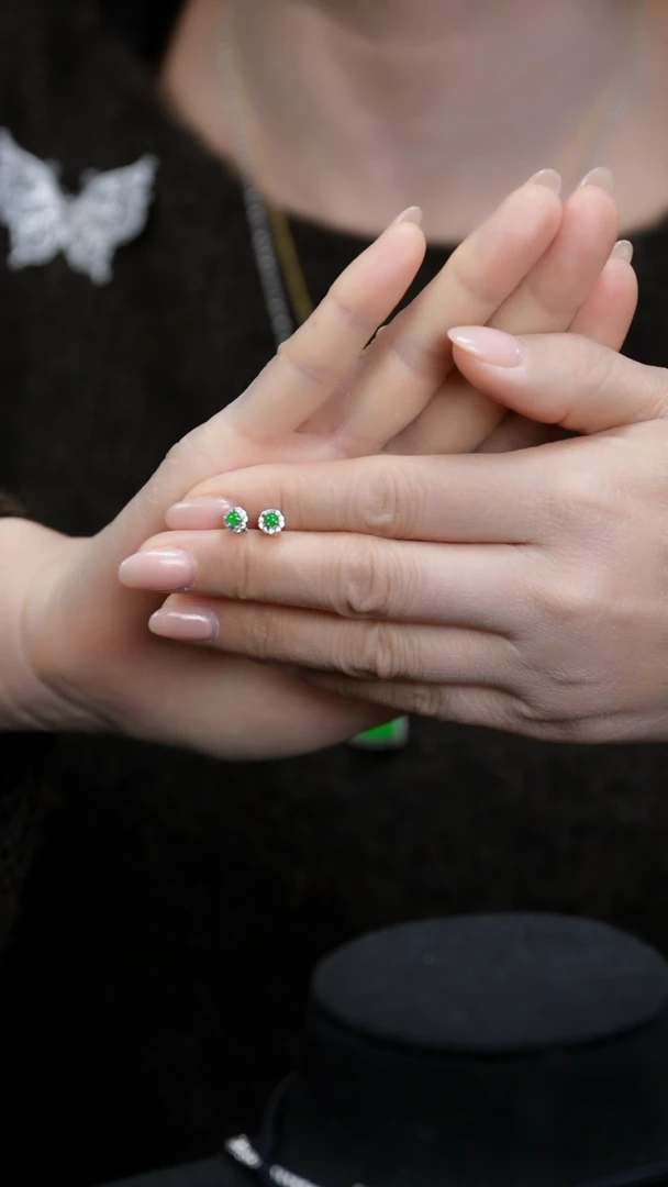 【闪购商品】翡翠耳钉银S925镶嵌耳钉