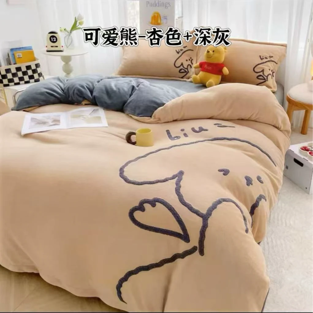 5005秋冬加厚可爱卡通北极绒保暖四件套