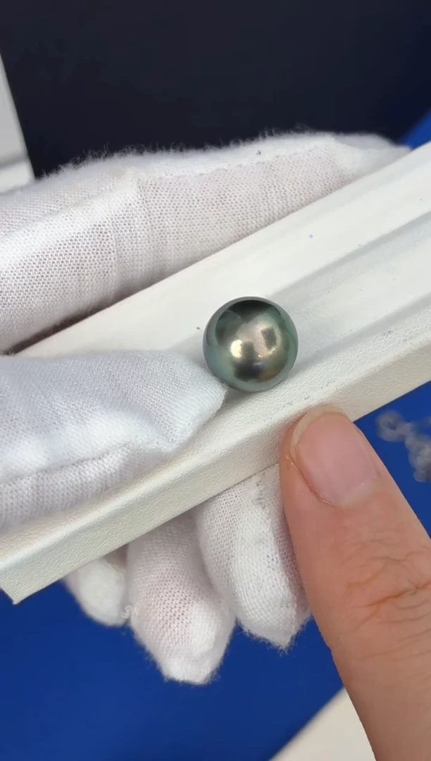 裸珠海水珍珠小*人11.9mm孔雀绿
