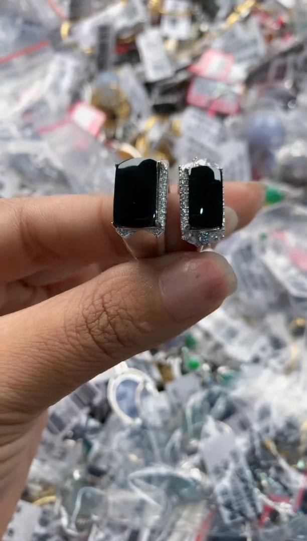 银S925镶嵌戒指翡翠14      7