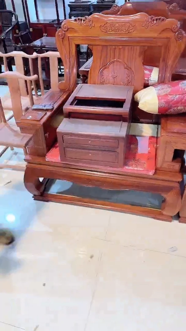 花梨木类家具非洲紫檀飘窗几抽屉款（上面无盖板