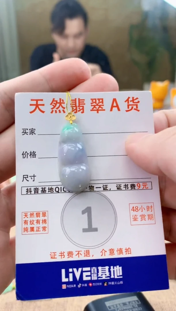 颈饰18K金镶嵌翡翠天然A货翡翠挂件