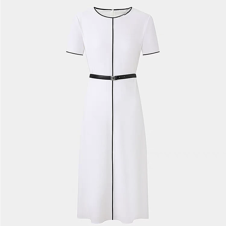 【宝】25年夏季新款简约温柔风气质黑色撞边连衣裙-BZB008