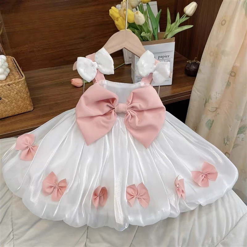 新生婴儿吊带包屁裙夏季女宝宝甜美百天满月公主周岁礼服洋气