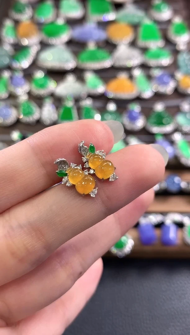 18K金镶嵌翡翠耳饰d71