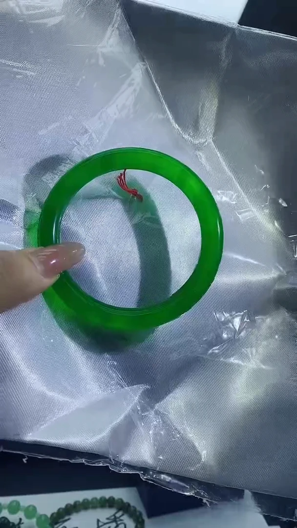 未镶嵌手镯翡翠翡翠满绿细圆条手镯K41