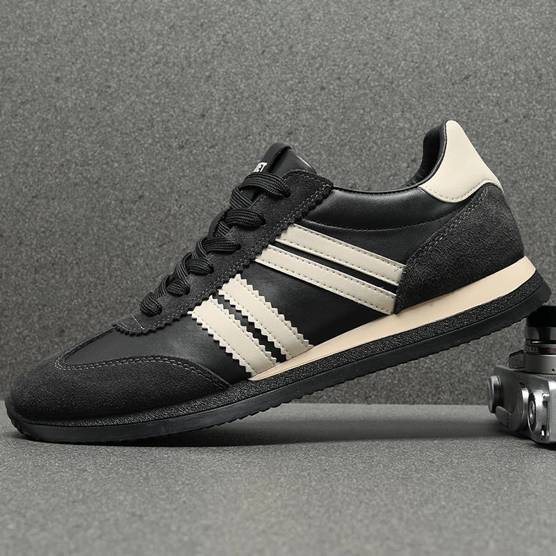 欧洲站男鞋潮鞋软牛皮阿甘鞋2025秋冬季真皮板鞋韩版百搭休闲皮鞋